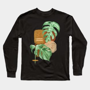 Elegant Shapes Tropical Leaves Monstera Long Sleeve T-Shirt